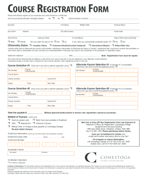 Conestoga College Course Registration Form
