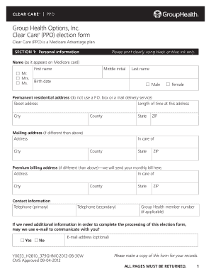 Clear Care Medicare Advantage PPO Election Form
