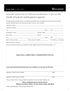 Group Health Medicare Premium Payment Authorization
