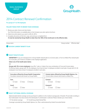 2014 Small Business Group Health Plan Renewal Form
