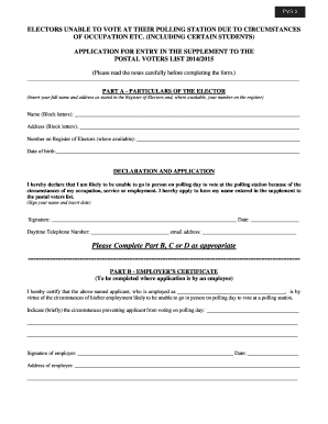 Postal Voter Application Form