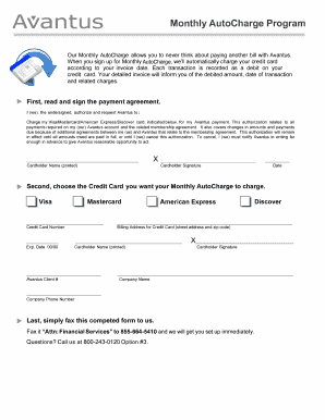 Avantus Monthly AutoCharge Program Agreement