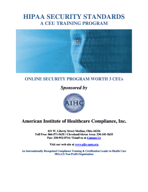 HIPAA Security Standards CEU Training Program