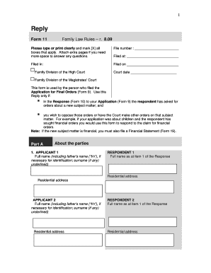 Family Law Reply Form 11