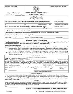 Texas Notary Public Application Form 2301