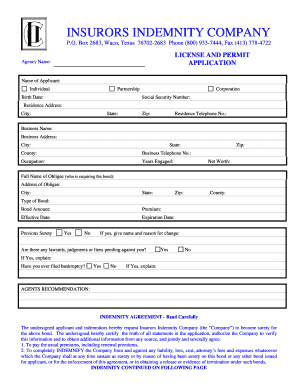 Texas License and Permit Bond Application