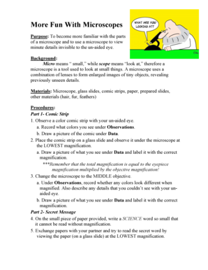 Microscope Activity Worksheet