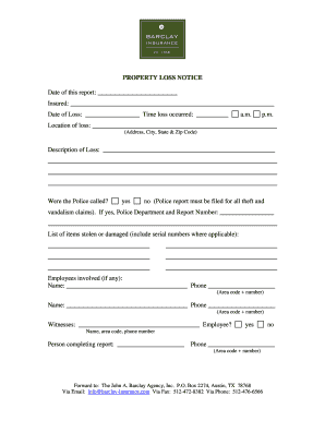 Property Loss Notice Form