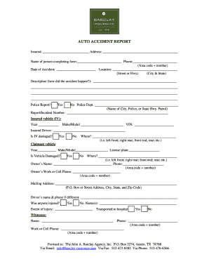 Auto Accident Report Form
