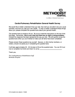 Cardiopulmonary Rehabilitation Health Survey