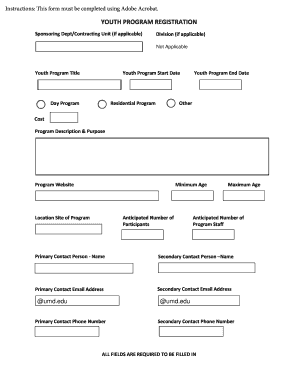 Youth Program Registration Form