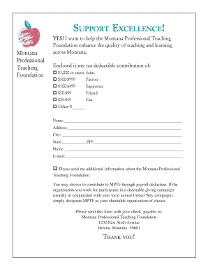 Montana Professional Teaching Foundation Donation Form