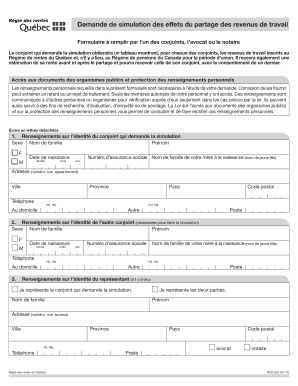 Demande de simulation des effets du partage des revenus de travail