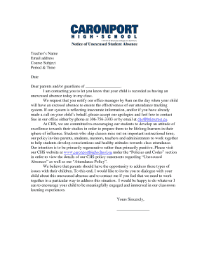 Notice of Unexcused Student Absence
