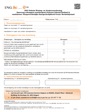 ING Globale Woning- en Gezinsverzekering Aanvraag schrappen waarborg(en)