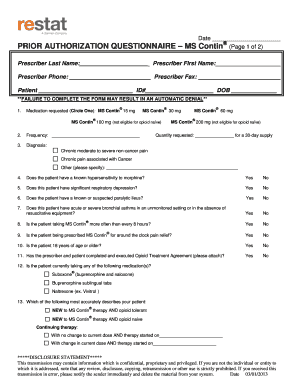Prior Authorization Questionnaire - MS Contin