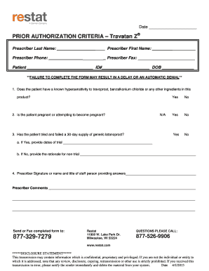 Prior Authorization Criteria for Travatan Z