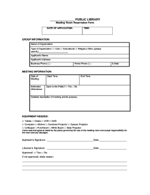 Public Library Meeting Room Reservation Form