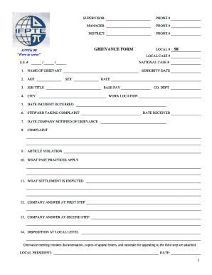IFPTE 98 Grievance Form
