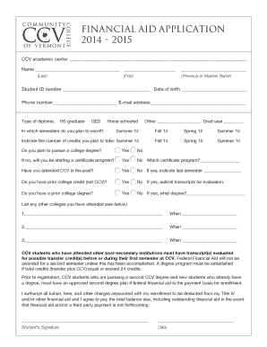 CCV Financial Aid Application