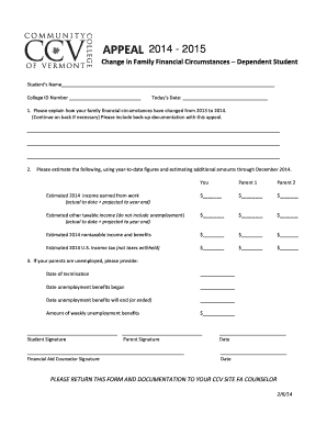 Change in Family Financial Circumstances Appeal