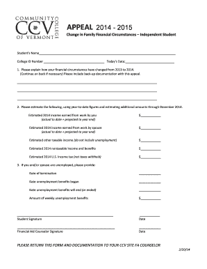 Appeal for Change in Family Financial Circumstances