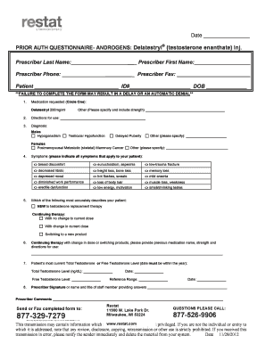 Prior Authorization Questionnaire for Androgens