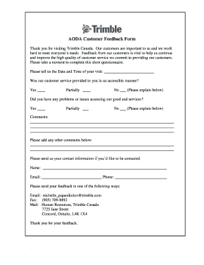 AODA Customer Feedback Form