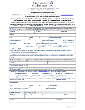 PCA Benefit Plan Enrollment Form