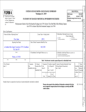 Form 4 Statement of Changes in Beneficial Ownership