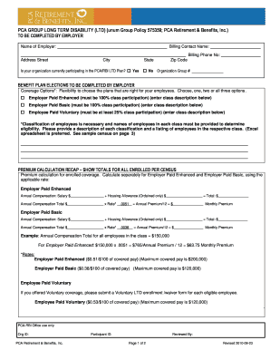 PCA Group Long Term Disability Enrollment Form