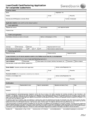 Corporate Loan/Credit Card/Factoring Application