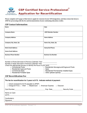 CSP Recertification Application
