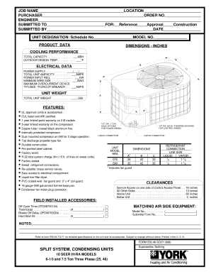 HVAC Condensing Unit Submittal Form