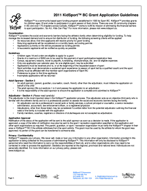 KidSport BC Grant Application