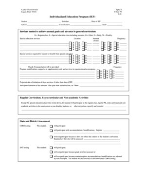 Individualized Education Program (IEP) Form