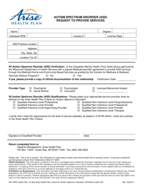 Wisconsin ASD Service Request Form
