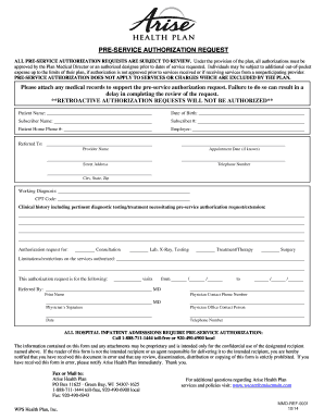 Pre-Service Authorization Request Form