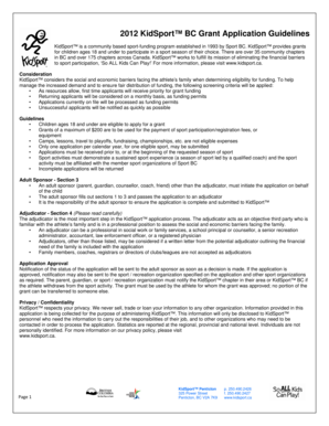 KidSport BC Grant Application