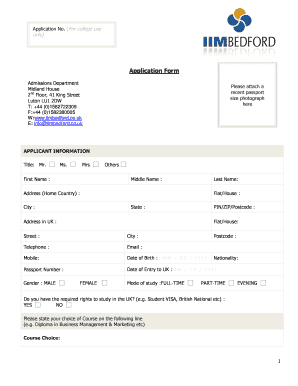 UK College Application Form