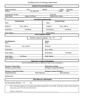 Student Personal Information Form