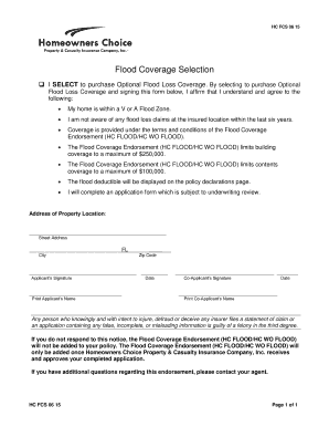 Flood Coverage Selection Form
