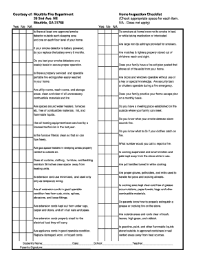 Moultrie Fire Department Home Inspection Checklist