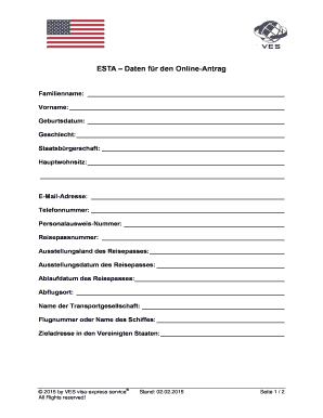 ESTA – Daten für den Online-Antrag