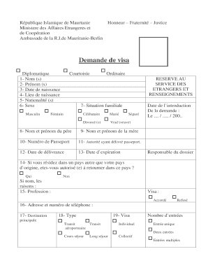 Demande de visa