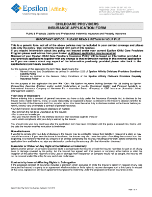 Epsilon Indoor Play Centre Insurance Application Form