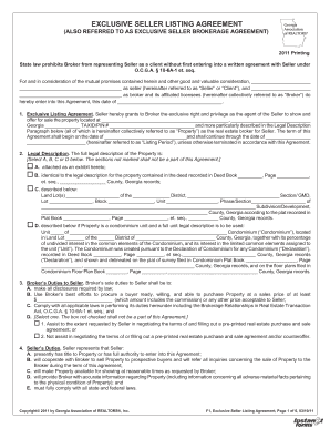 Exclusive Seller Listing Agreement