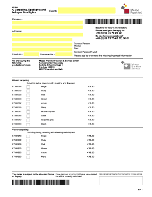 Messe Frankfurt Order Form