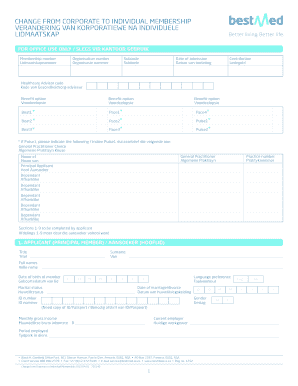 Change from Corporate to Individual Membership Form