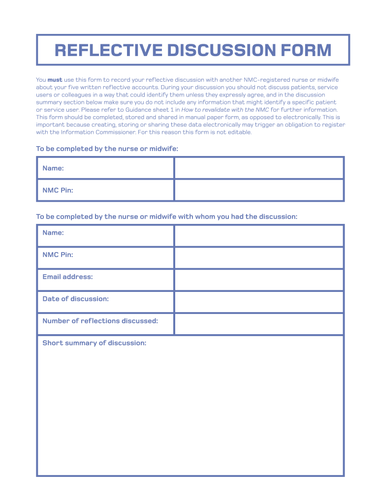 Nmc Reflective Account Revalidation Froms Fill Online Printable 